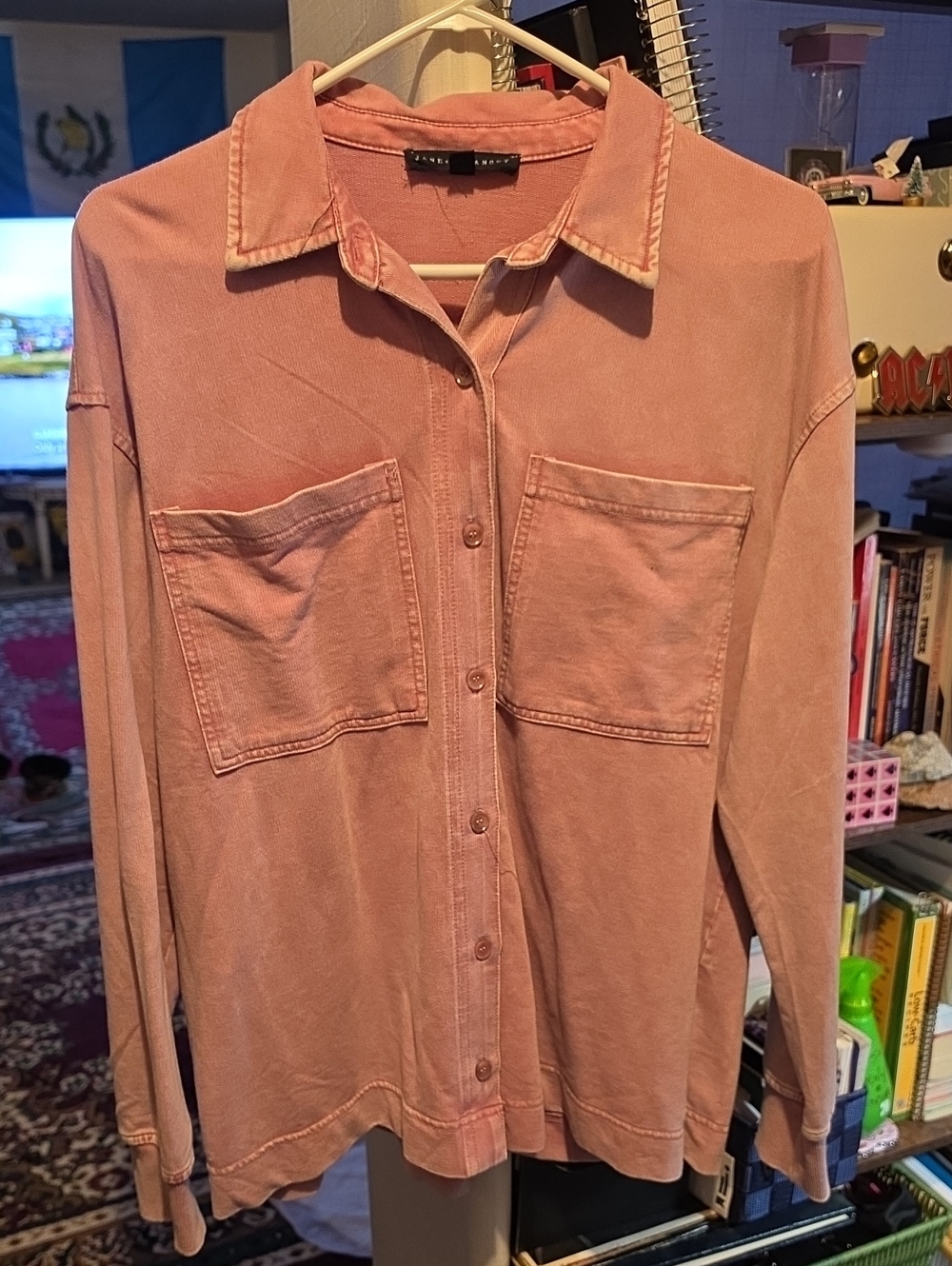 JANE + DELANCEY Washed Rose Button-Front Shirt with Chest Pockets
